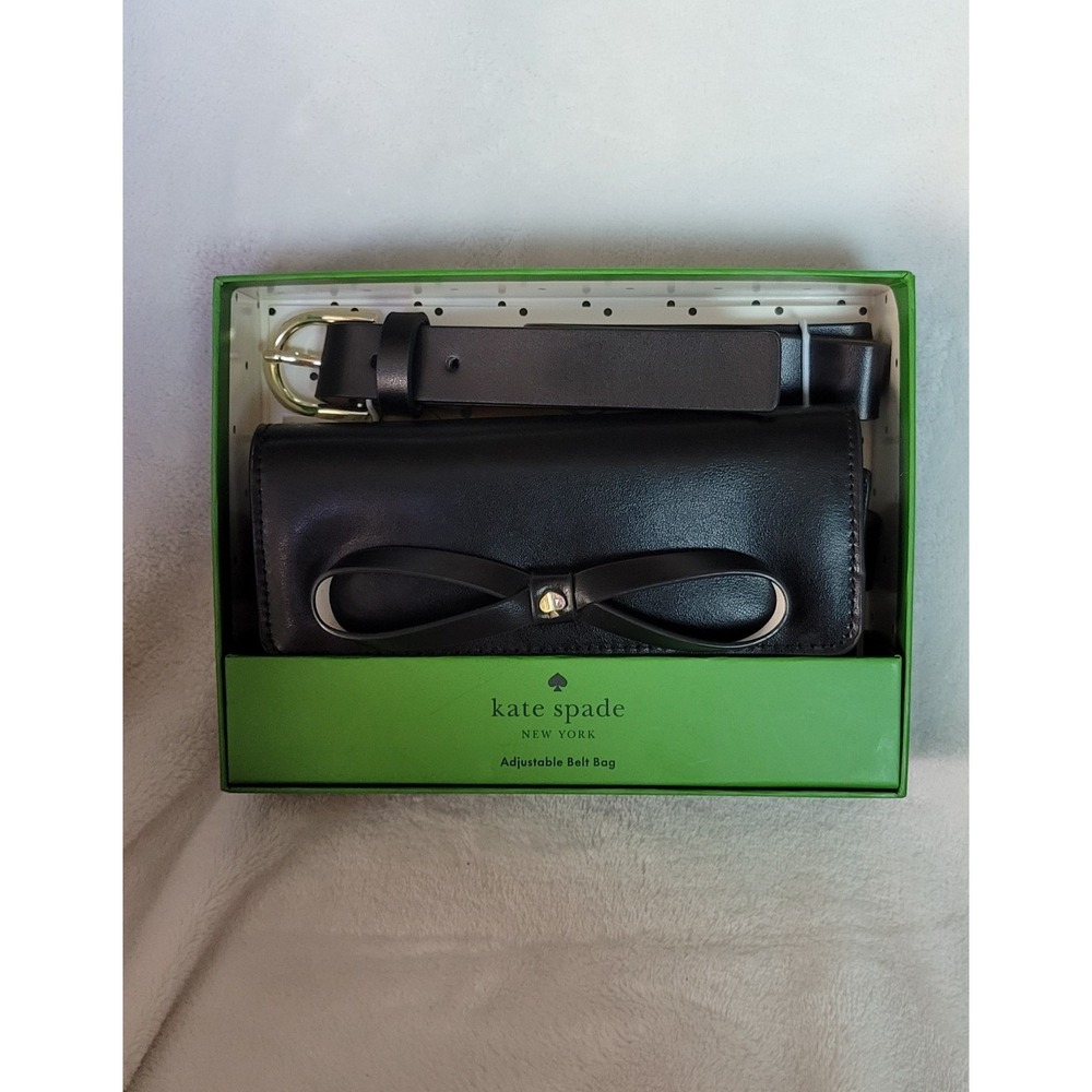 Kate Spade small black leather bow belt bag. - Picture 8 of 9
